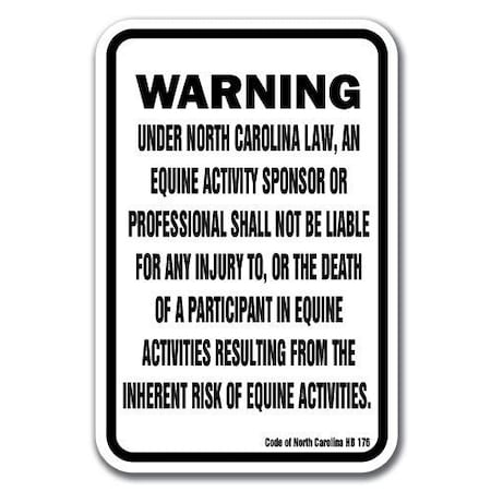 Signmission Safety Sign, 18 in Height, Aluminum, 12 in Length, Equine - North Carolina A-1218 Equine - North Carolina